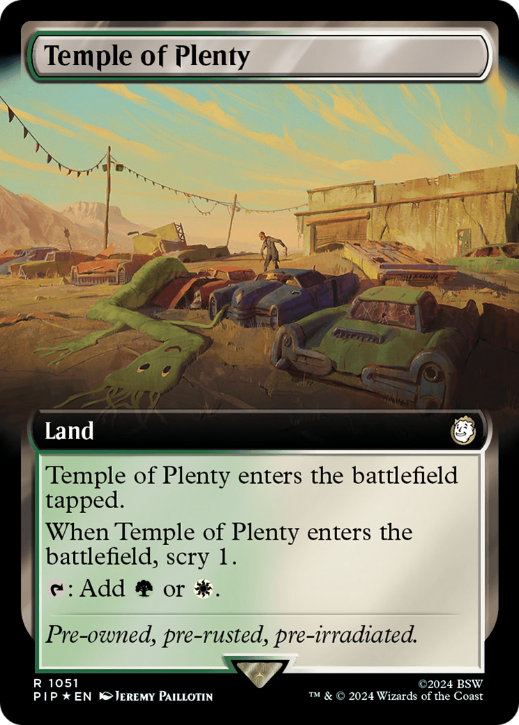 Temple of Plenty (Extended Art) (Surge Foil) [Fallout] | Gate City Games LLC