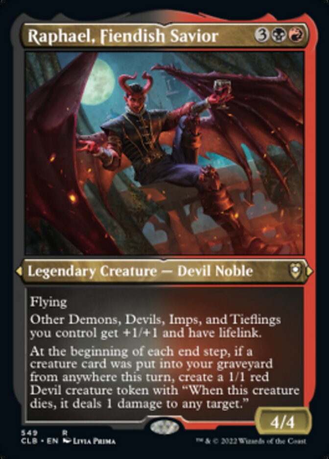 Raphael, Fiendish Savior (Foil Etched) [Commander Legends: Battle for Baldur's Gate] | Gate City Games LLC