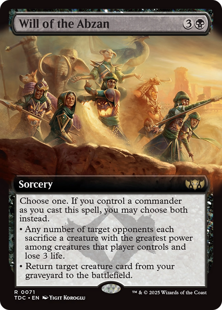 Will of the Abzan (Extended Art) [Tarkir: Dragonstorm Commander] | Gate City Games LLC