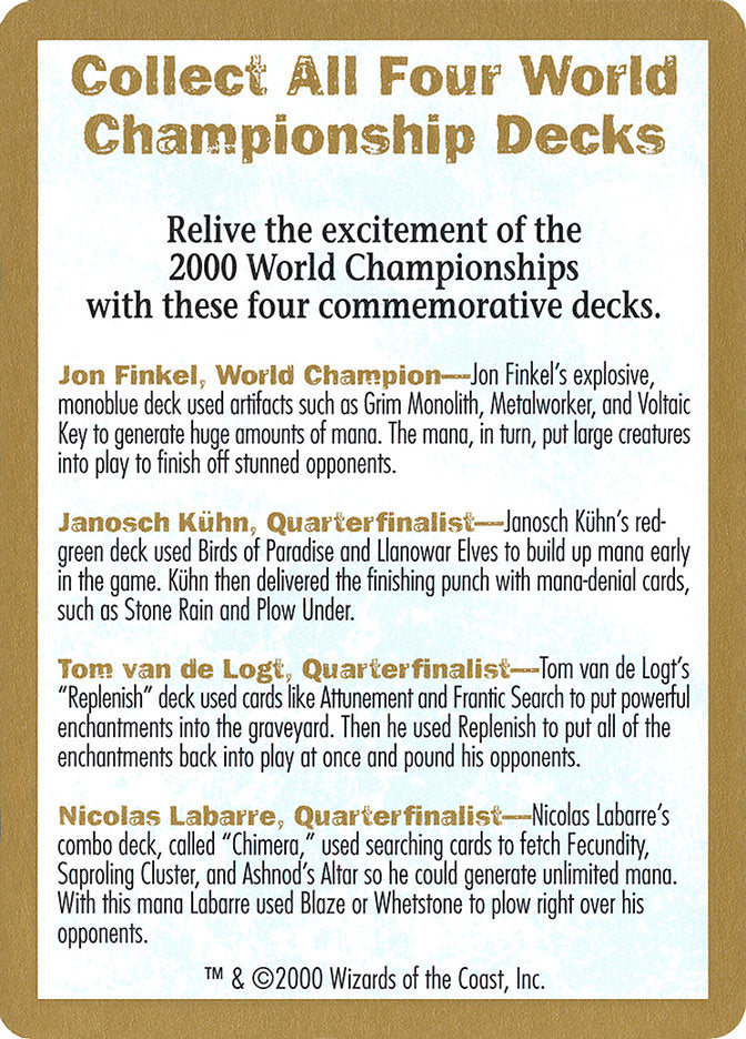 2000 World Championships Ad [World Championship Decks 2000] | Gate City Games LLC