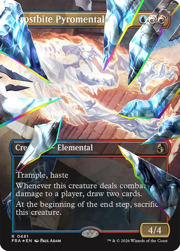 Frostbite Pyromental (Borderless) (Facet Foil) [Reality Fracture] | Gate City Games LLC