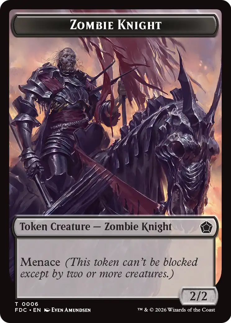 Zombie // Zombie Knight Double-Sided Token [Foundations Commander Tokens] | Gate City Games LLC
