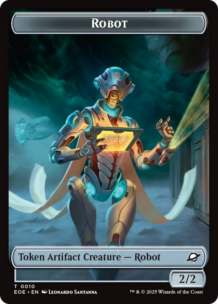 Robot // Emblem - Tezzeret, Cruel Captain Double-Sided Token [Edge of Eternities Tokens] | Gate City Games LLC