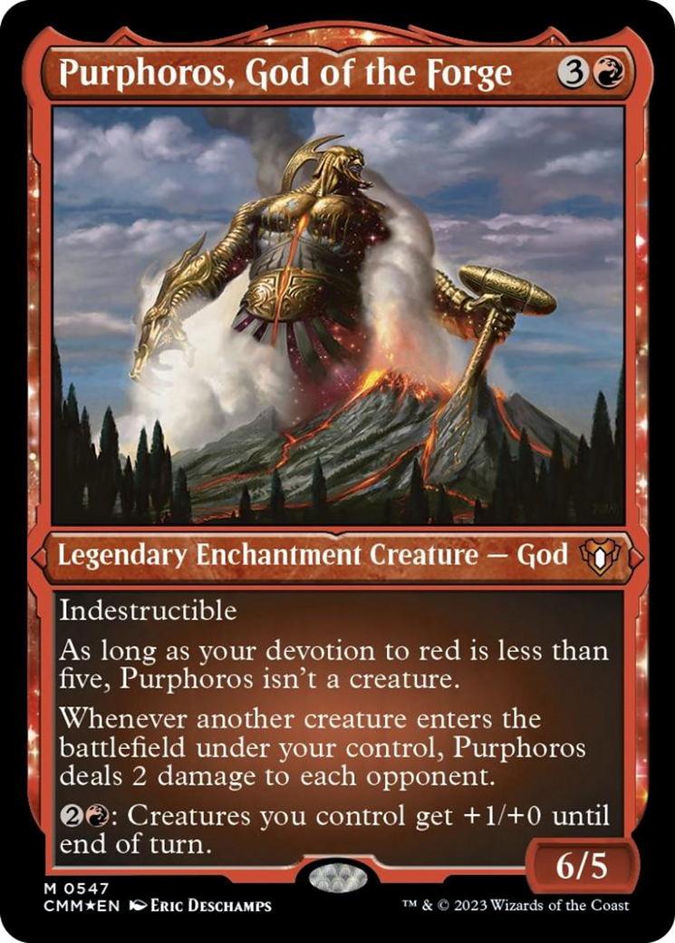 Purphoros, God of the Forge (Foil Etched) [Commander Masters] | Gate City Games LLC