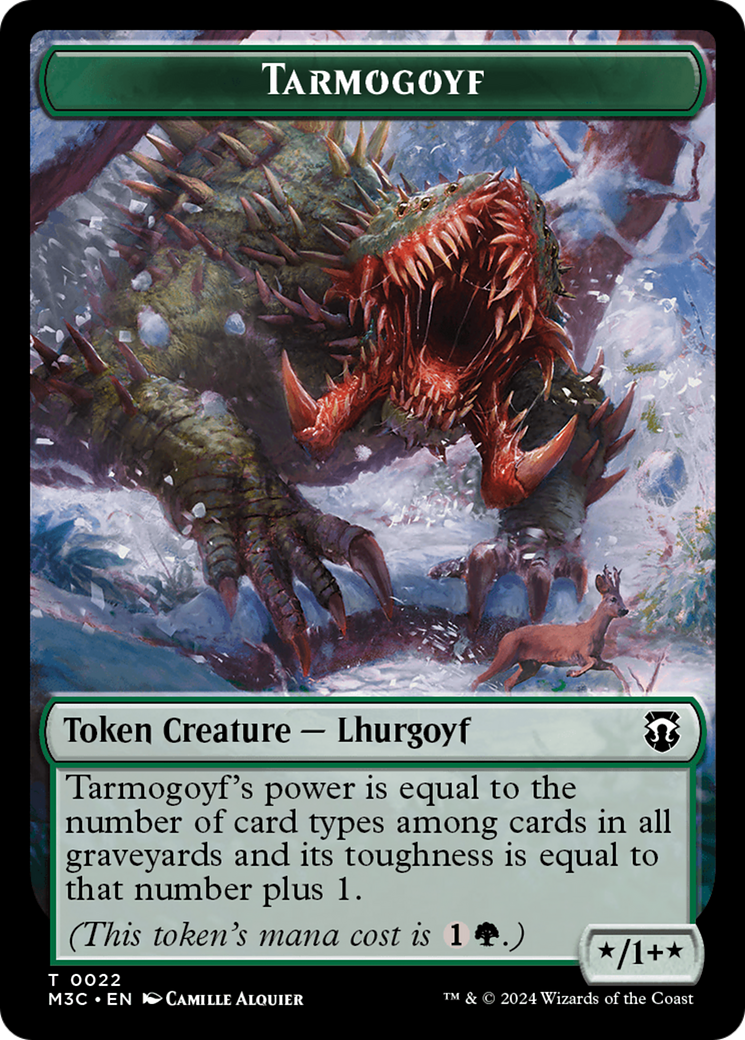 Tarmogoyf (Ripple Foil) // Saproling Double-Sided Token [Modern Horizons 3 Commander Tokens] | Gate City Games LLC