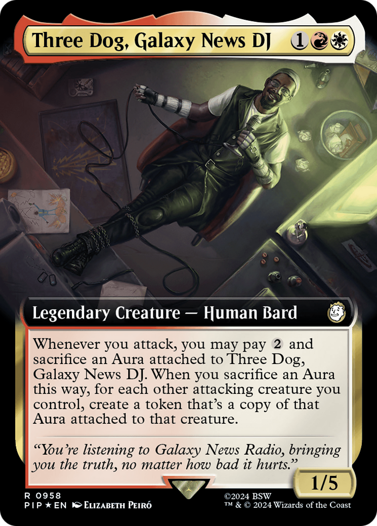 Three Dog, Galaxy News DJ (Extended Art) (Surge Foil) [Fallout] | Gate City Games LLC