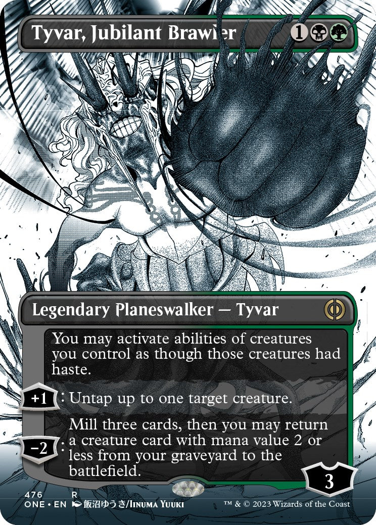 Tyvar, Jubilant Brawler (Borderless Manga Step-and-Compleat Foil) [Phyrexia: All Will Be One] | Gate City Games LLC