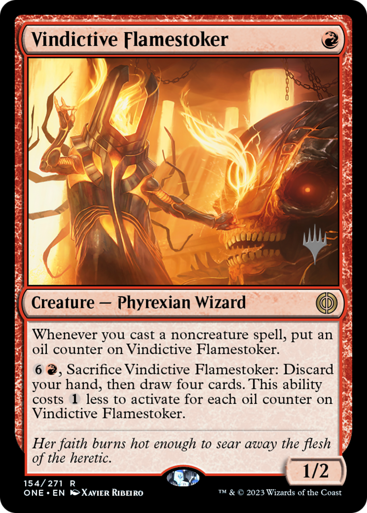 Vindictive Flamestoker (Promo Pack) [Phyrexia: All Will Be One Promos] | Gate City Games LLC