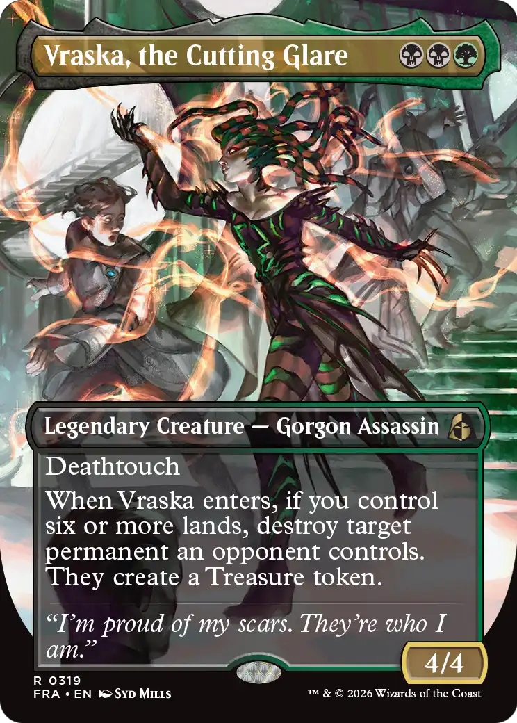 Vraska, the Cutting Glare (Borderless) [Reality Fracture] | Gate City Games LLC