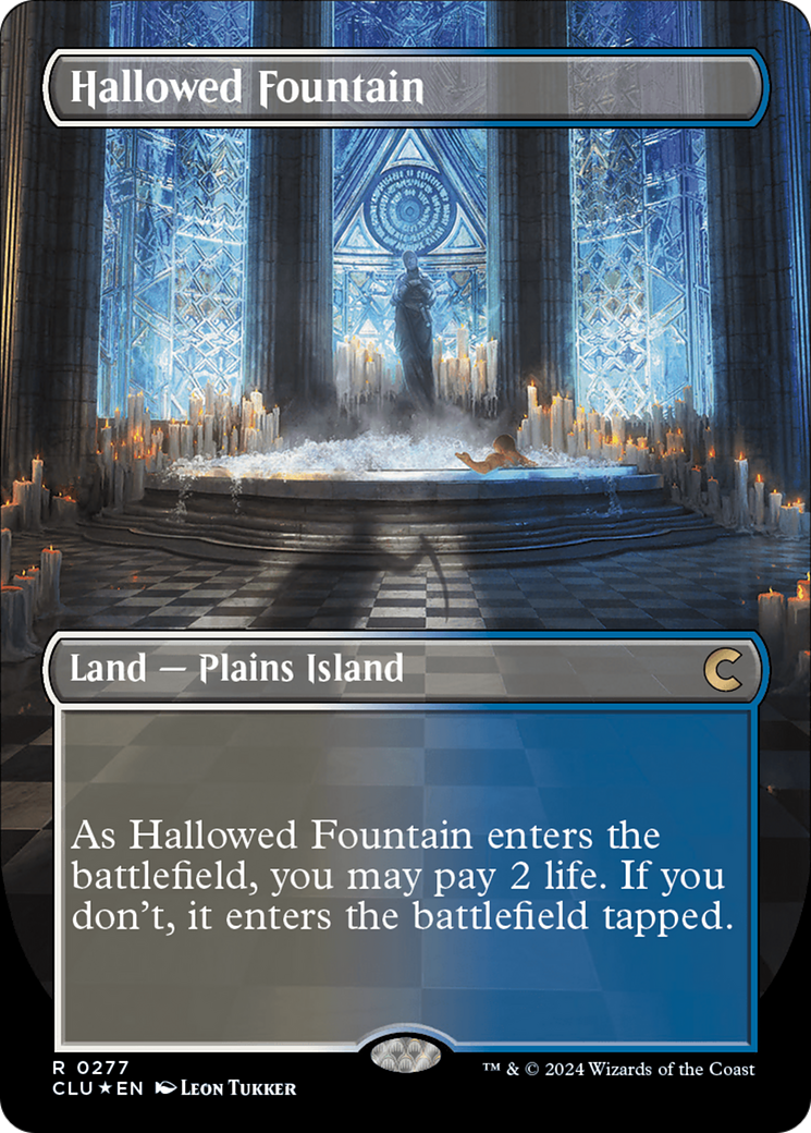 Hallowed Fountain (Borderless) [Ravnica: Clue Edition] | Gate City Games LLC
