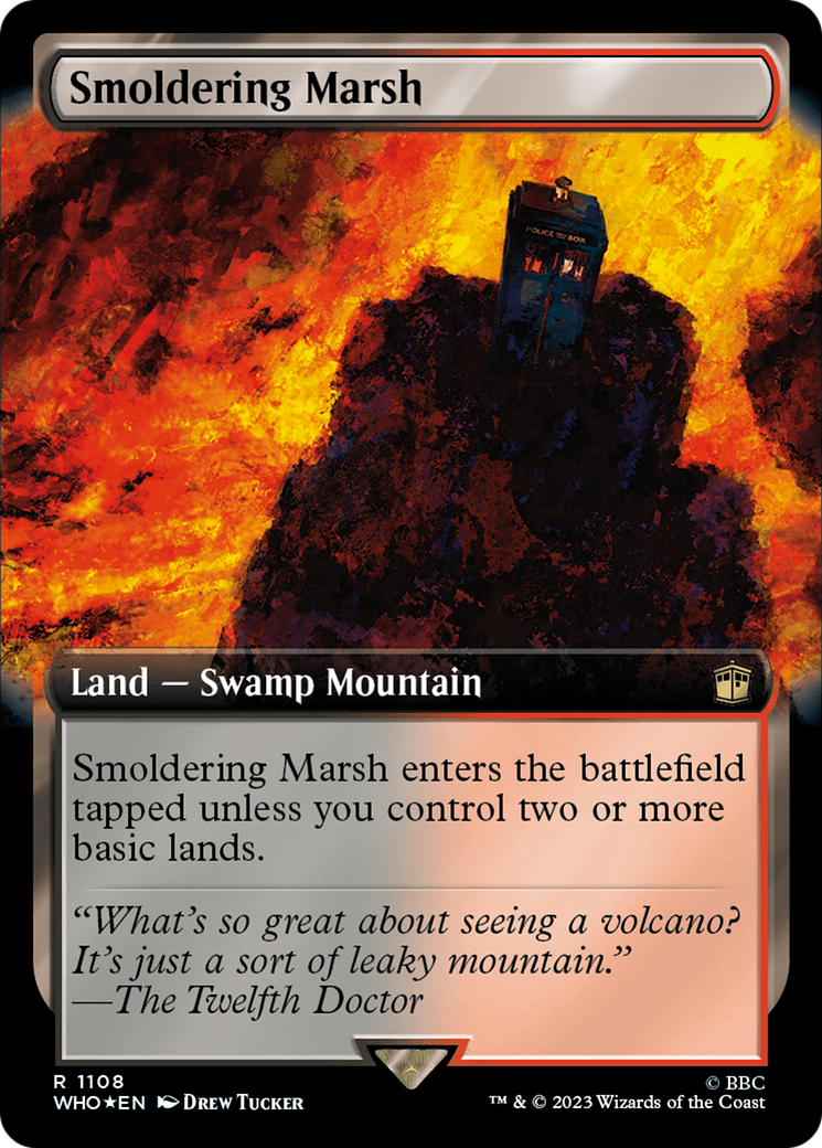 Smoldering Marsh (Extended Art) (Surge Foil) [Doctor Who] | Gate City Games LLC