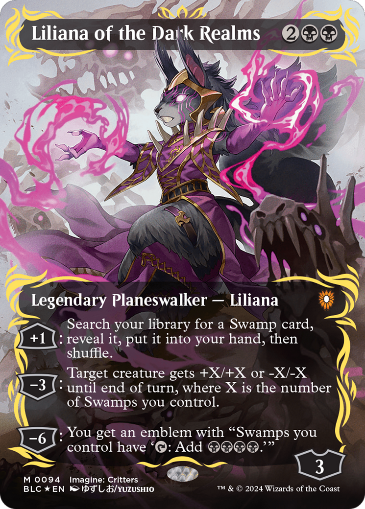 Liliana of the Dark Realms (Borderless) (Raised Foil) [Bloomburrow Commander] | Gate City Games LLC