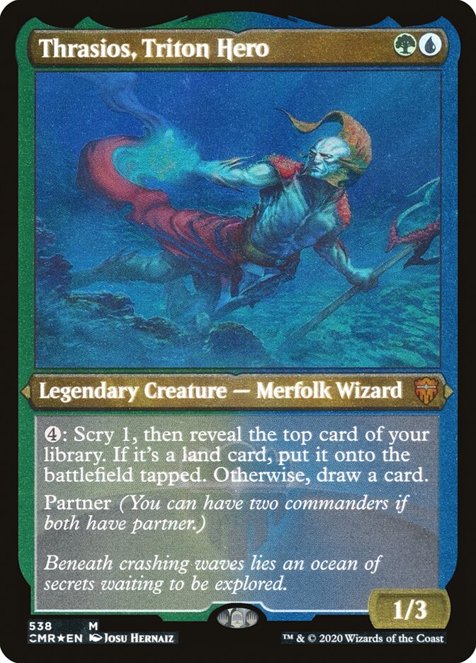 Thrasios, Triton Hero (Etched) [Commander Legends] | Gate City Games LLC