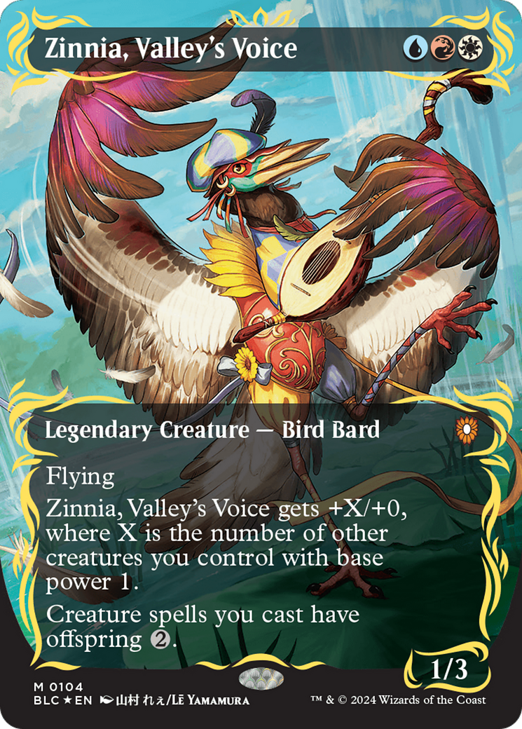 Zinnia, Valley's Voice (Borderless) (Raised Foil) [Bloomburrow Commander] | Gate City Games LLC