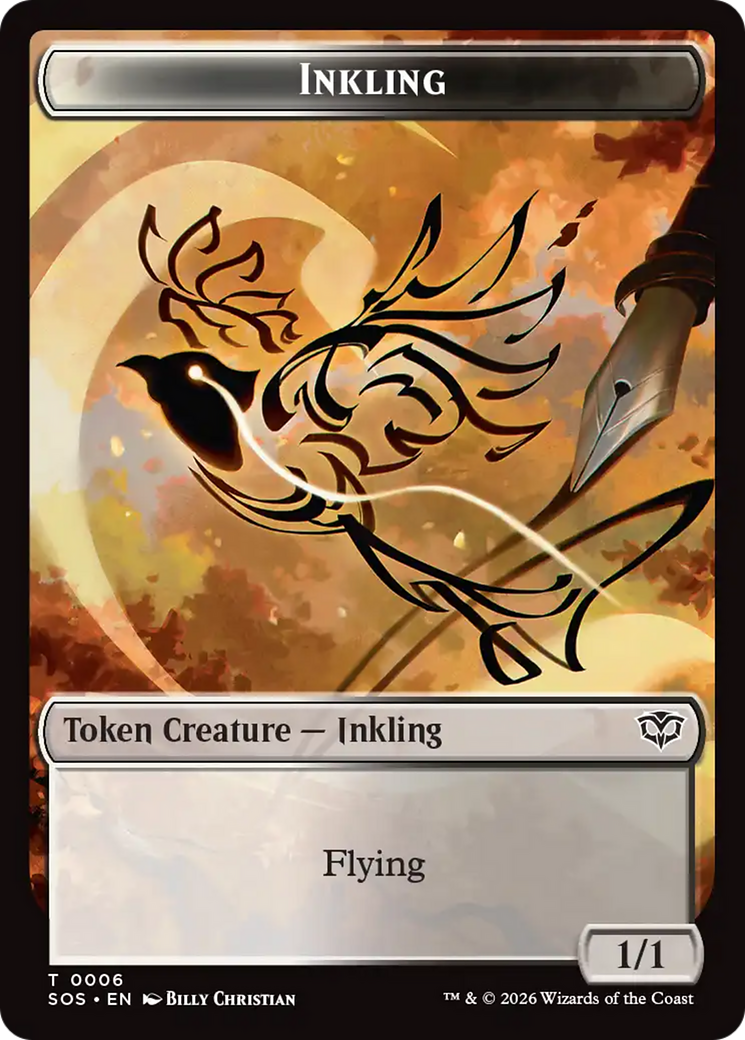 Fractal (0004) // Inkling (006) Double-Sided Token [Secrets of Strixhaven Tokens] | Gate City Games LLC