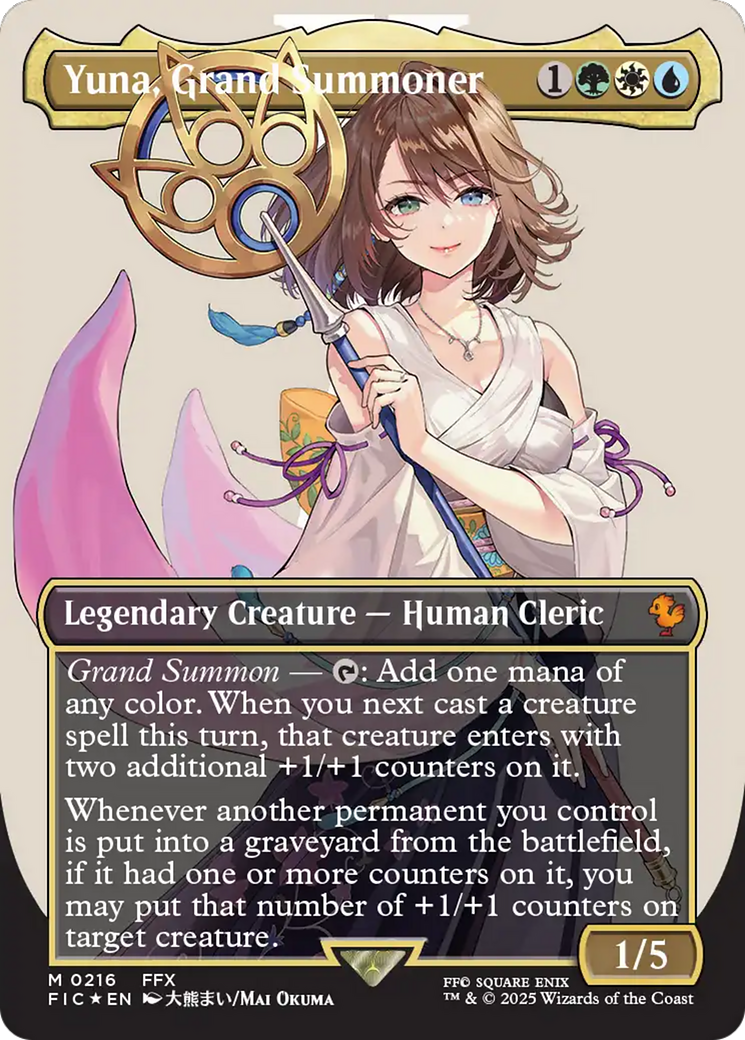 Yuna, Grand Summoner (Borderless) (Surge Foil) [FINAL FANTASY Commander] | Gate City Games LLC