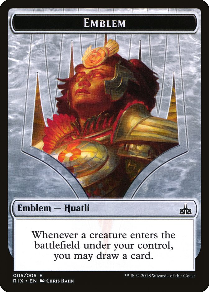 Huatli, Radiant Champion Emblem [Rivals of Ixalan Tokens] | Gate City Games LLC