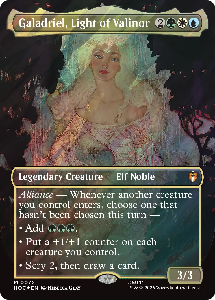 Galadriel, Light of Valinor (Borderless) (Surge Foil) [The Hobbit: Eternal-Legal] | Gate City Games LLC