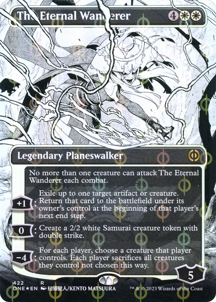 The Eternal Wanderer (Borderless Manga Step-and-Compleat Foil) [Phyrexia: All Will Be One] | Gate City Games LLC