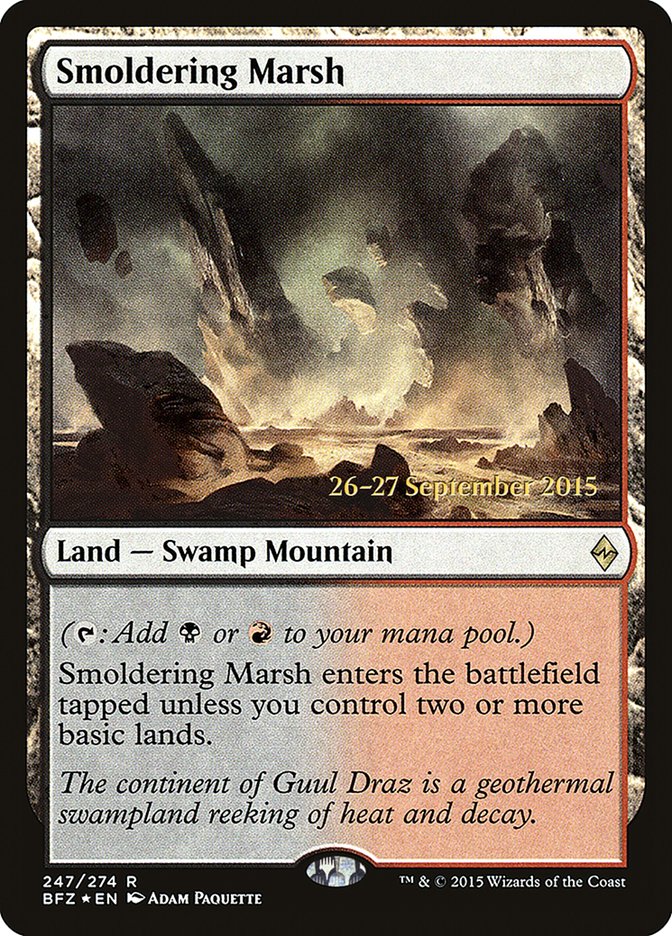 Smoldering Marsh [Battle for Zendikar Prerelease Promos] | Gate City Games LLC
