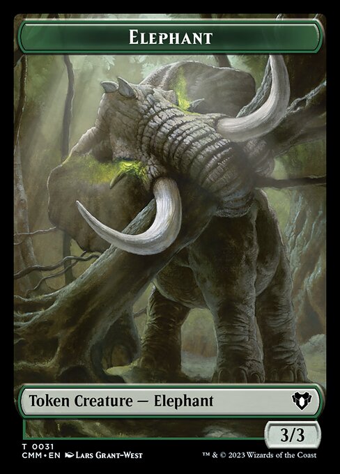 Clue // Elephant Double-Sided Token [Commander Masters Tokens] | Gate City Games LLC