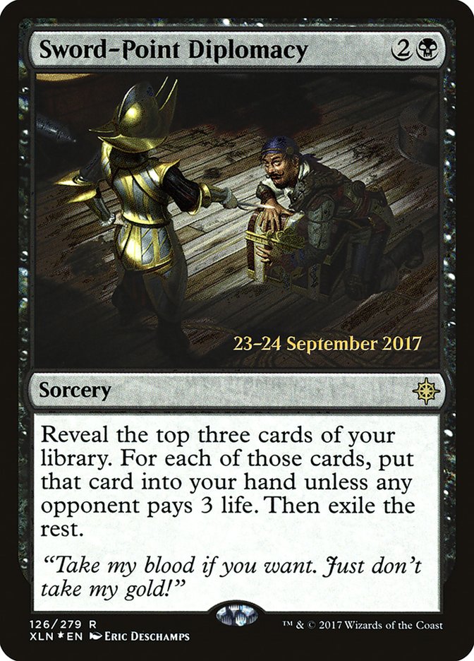 Sword-Point Diplomacy [Ixalan Prerelease Promos] | Gate City Games LLC