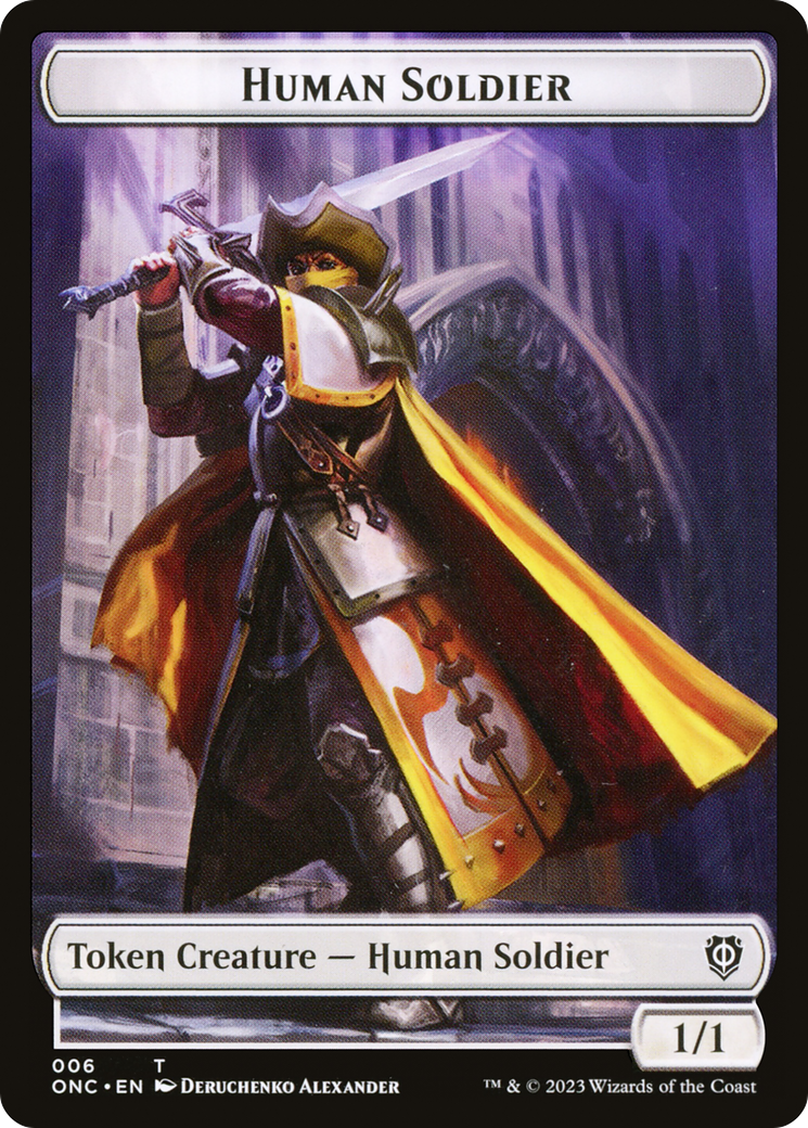 Human Soldier // Elephant Double-Sided Token [Phyrexia: All Will Be One Commander Tokens] | Gate City Games LLC