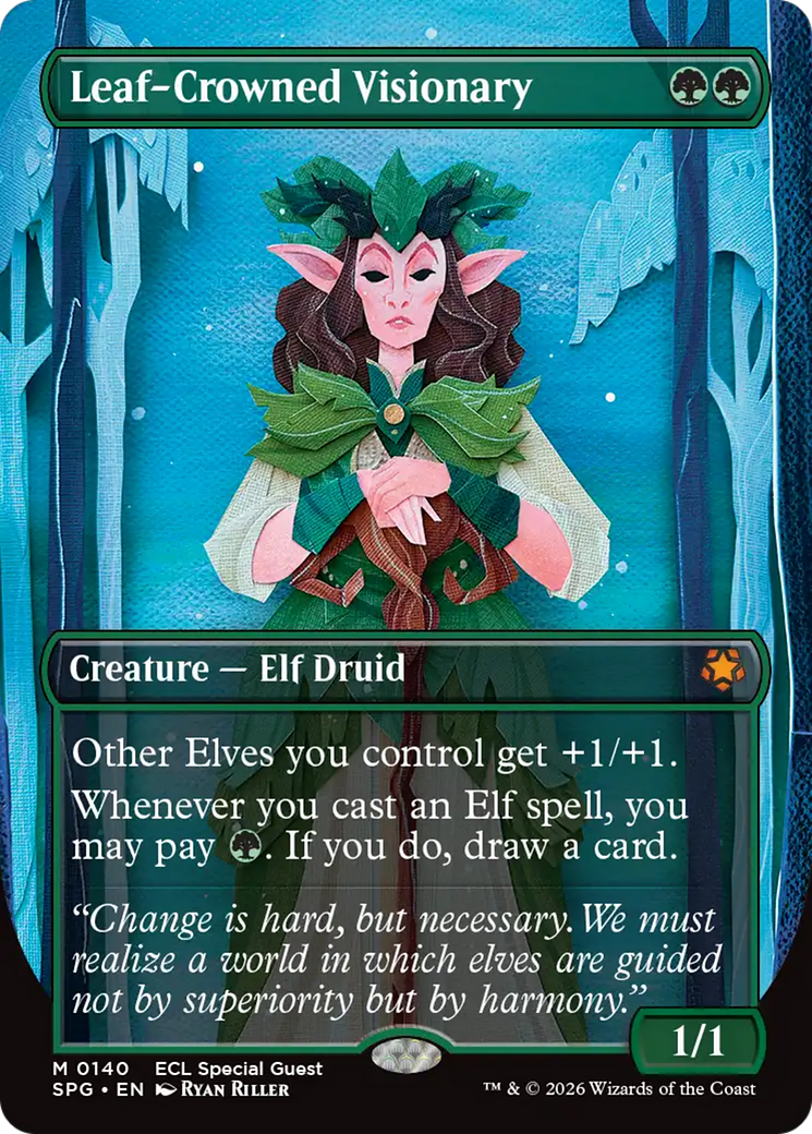 Leaf-Crowned Visionary (Borderless) [Lorwyn Eclipsed Special Guests] | Gate City Games LLC