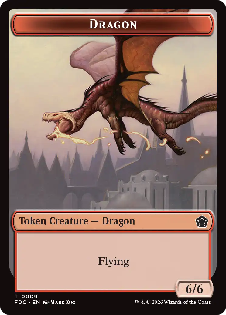 Dragon (0008) // Dragon (0009) Double-Sided Token [Foundations Commander Tokens] | Gate City Games LLC