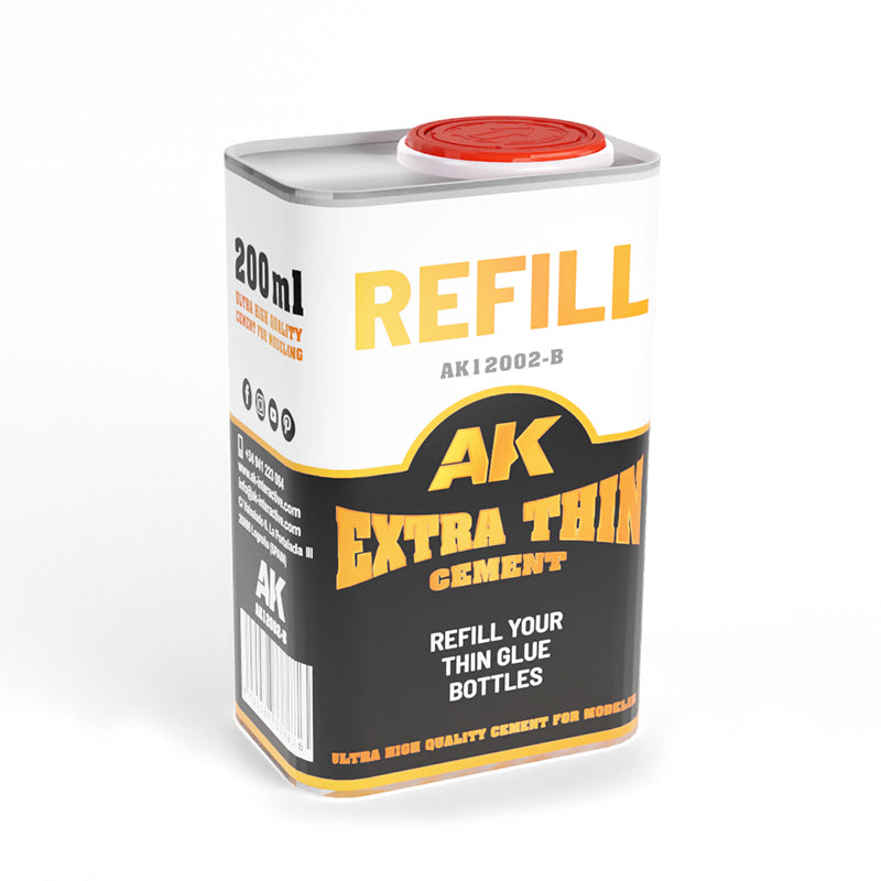 AK Interactive Extra Thin Cement Refill 200ml | Gate City Games LLC