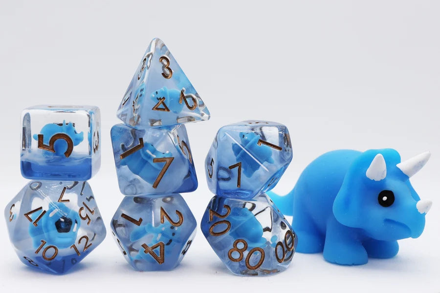Blue Triceratops Dice Set | Gate City Games LLC