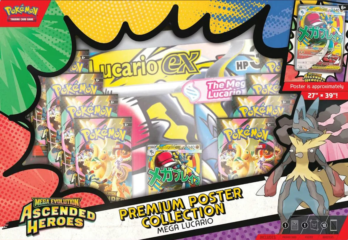 Pokemon: Mega Evolutions: Ascended Heroes: Premium Poster Collection: Mega Lucario | Gate City Games LLC
