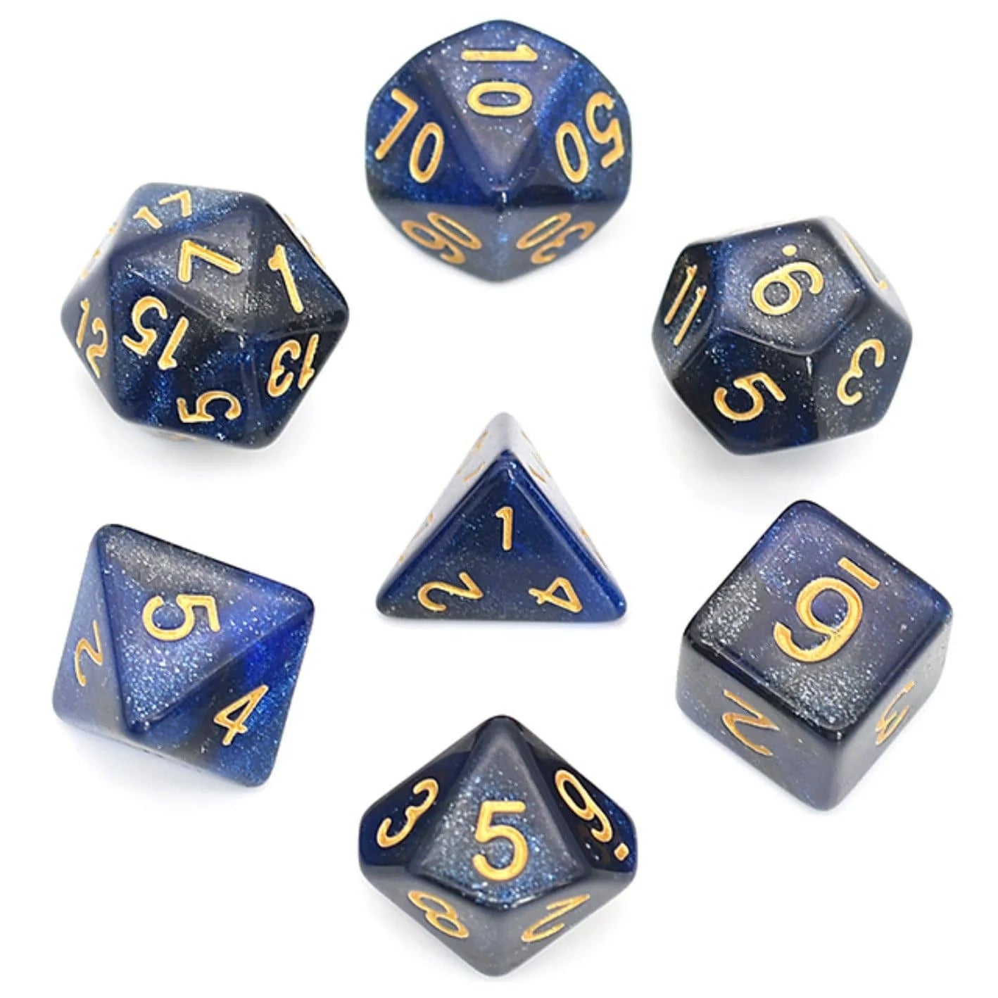 Black & Blue Galaxy Dice Set | Gate City Games LLC