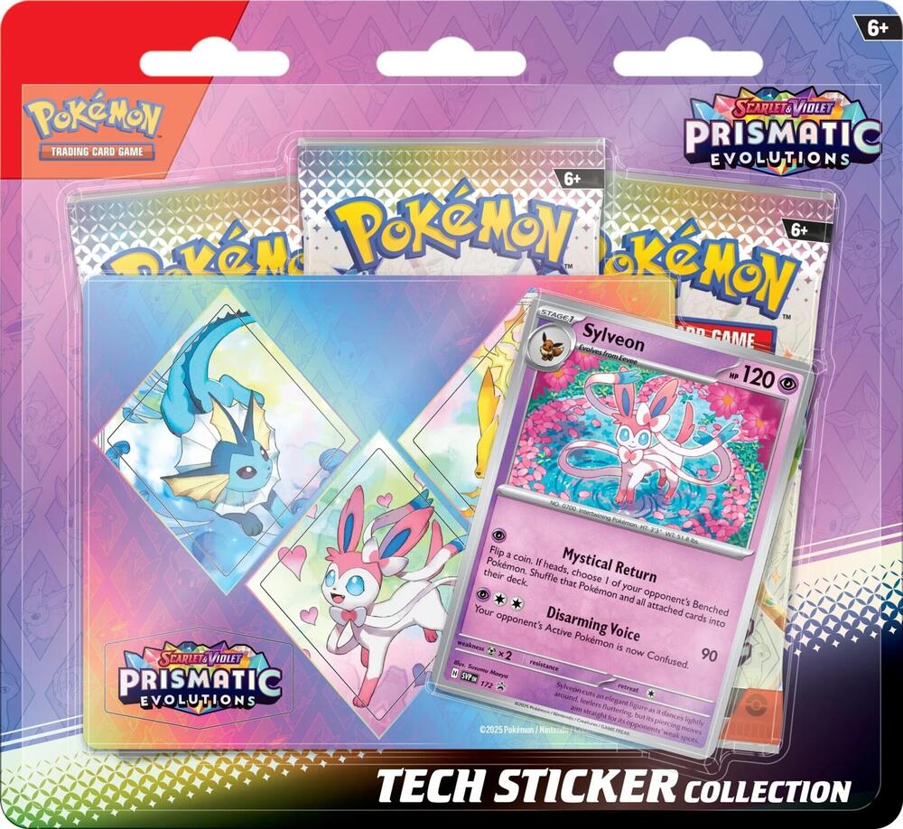 Pokemon Scarlet & Violet Prismatic Evolutions Sylveon Tech Sticker Collection | Gate City Games LLC