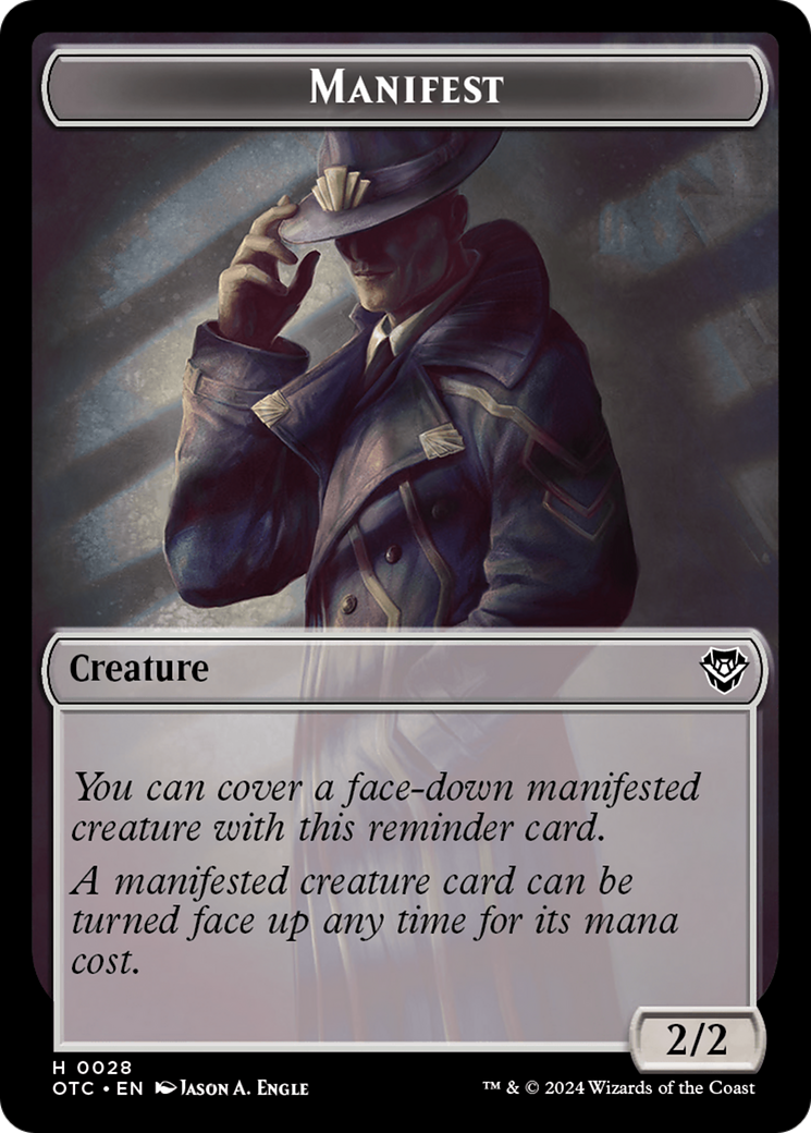 Boar // Manifest Double-Sided Token [Outlaws of Thunder Junction Commander Tokens] | Gate City Games LLC
