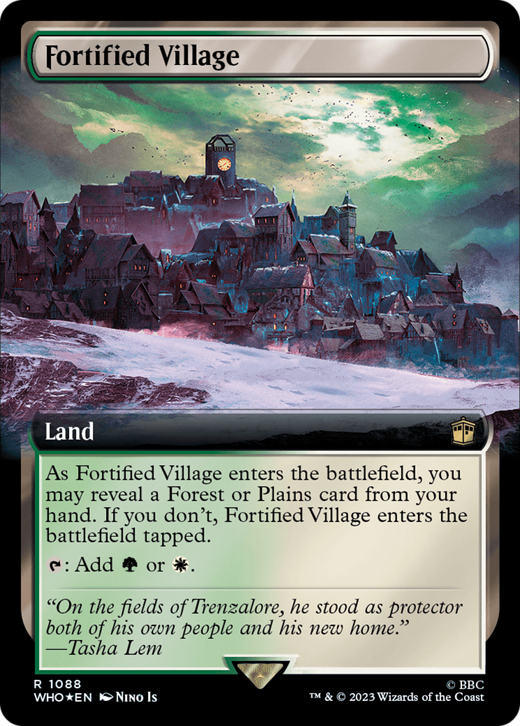 Fortified Village (Extended Art) (Surge Foil) [Doctor Who] | Gate City Games LLC