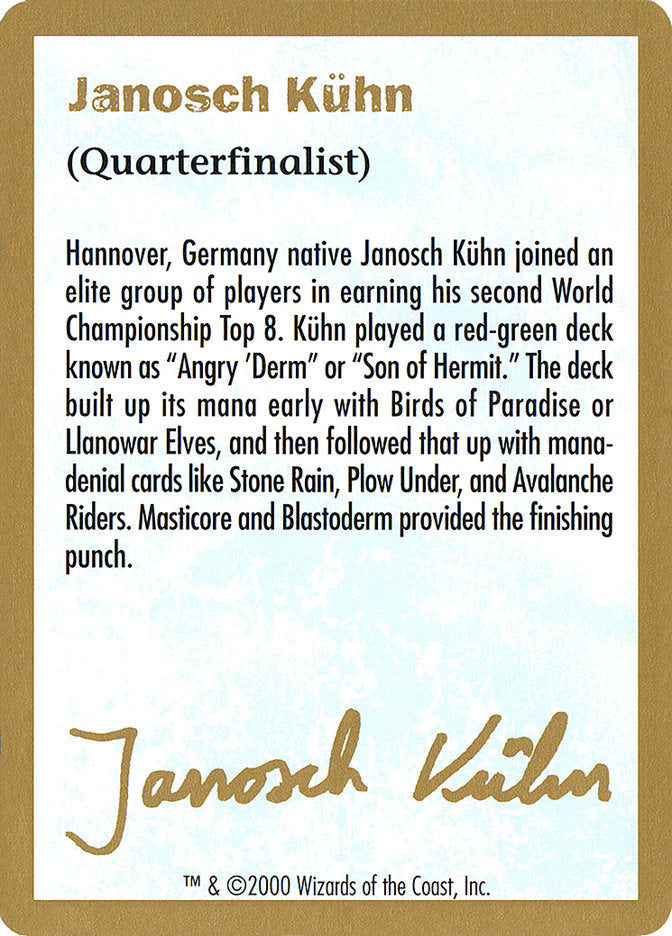 Janosch Kuhn Bio (2000) [World Championship Decks 2000] | Gate City Games LLC