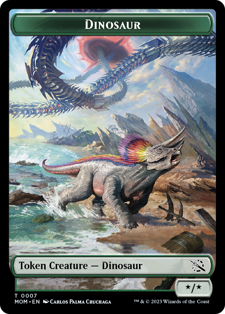 Warrior // Dinosaur Double-Sided Token [March of the Machine Tokens] | Gate City Games LLC