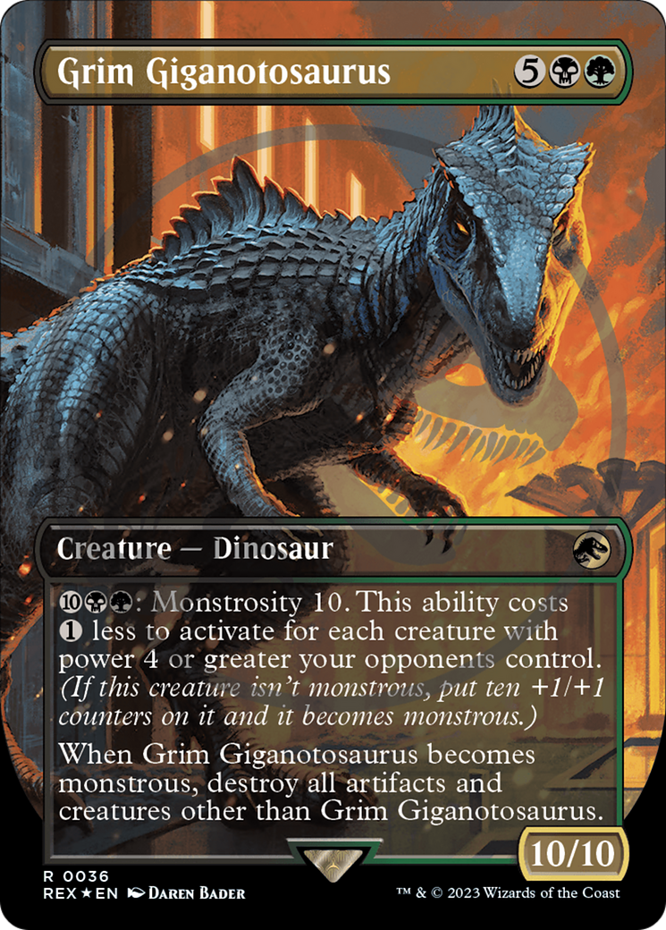 Grim Giganotosaurus (Emblem) (Borderless) [Jurassic World Collection Tokens] | Gate City Games LLC