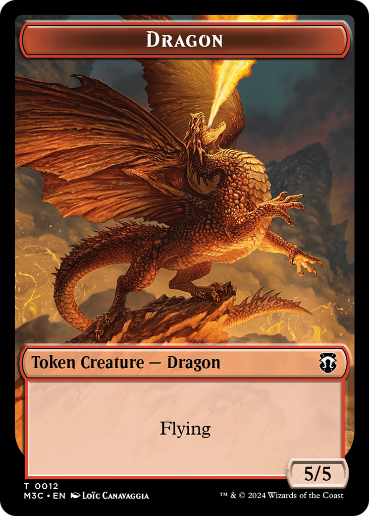 Dragon (Ripple Foil) // Copy Double-Sided Token [Modern Horizons 3 Commander Tokens] | Gate City Games LLC