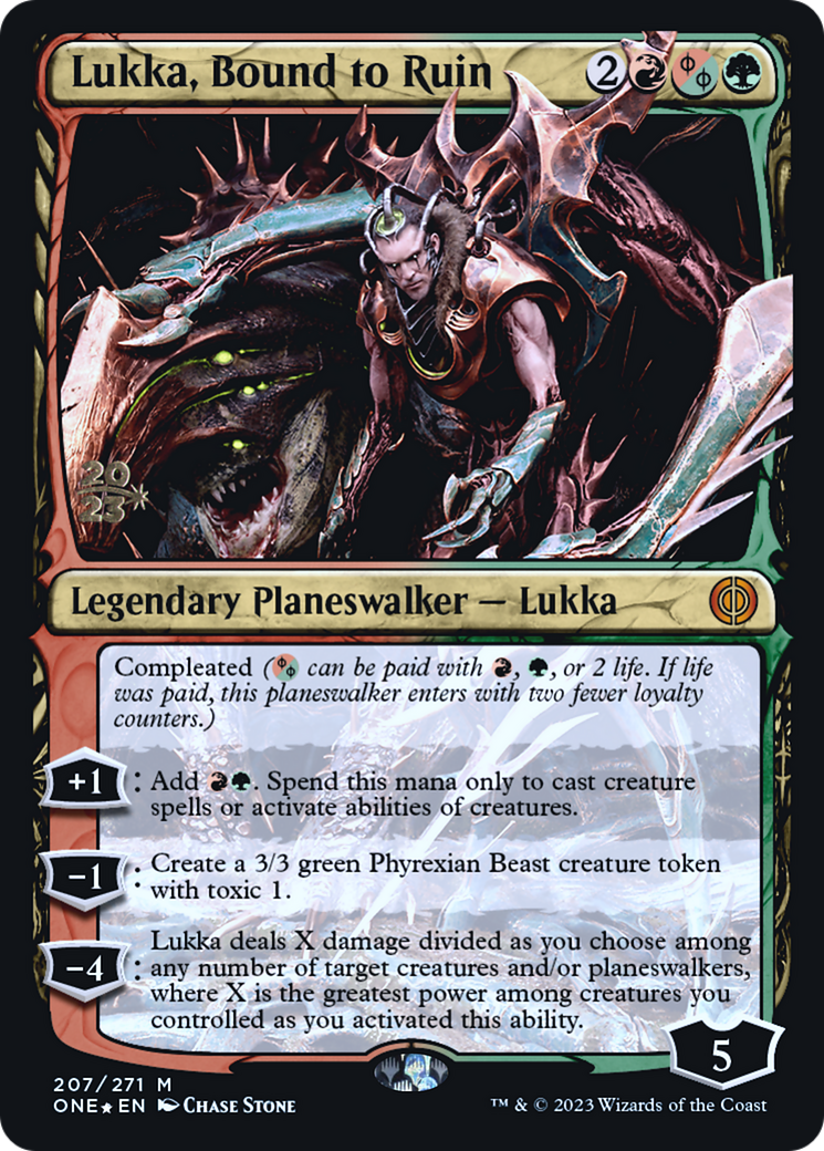 Lukka, Bound to Ruin [Phyrexia: All Will Be One Prerelease Promos] | Gate City Games LLC