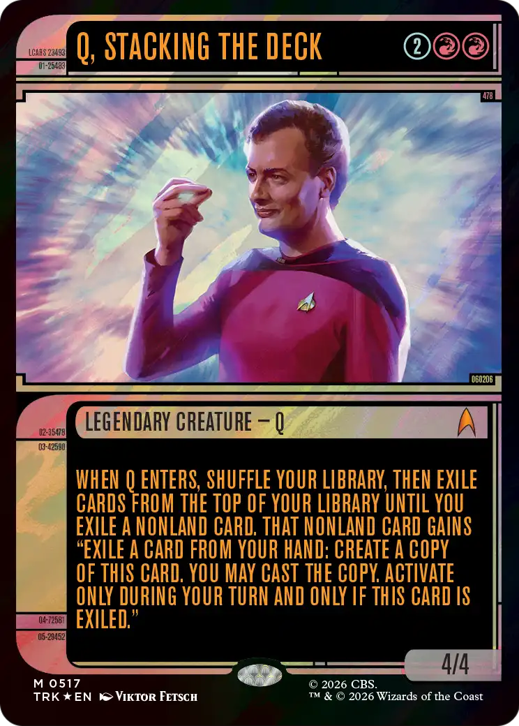 Q, Stacking the Deck (Showcase) (Surge Foil) [Star Trek] | Gate City Games LLC