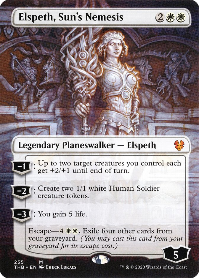 Elspeth, Sun's Nemesis (Borderless) [Theros Beyond Death] | Gate City Games LLC
