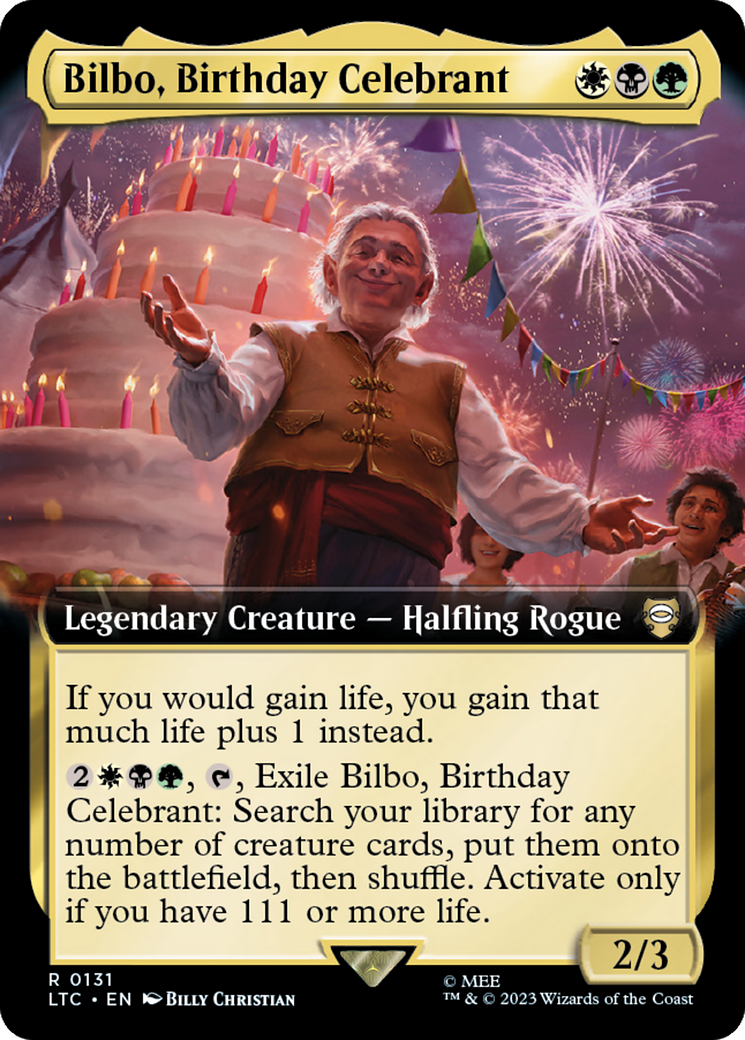 Bilbo, Birthday Celebrant (Extended Art) [The Lord of the Rings: Tales of Middle-Earth Commander] | Gate City Games LLC