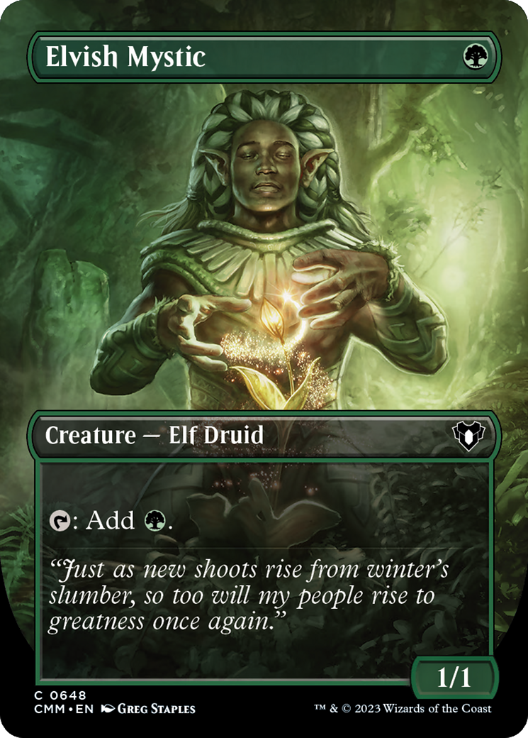 Elvish Mystic (Borderless Alternate Art) [Commander Masters] | Gate City Games LLC