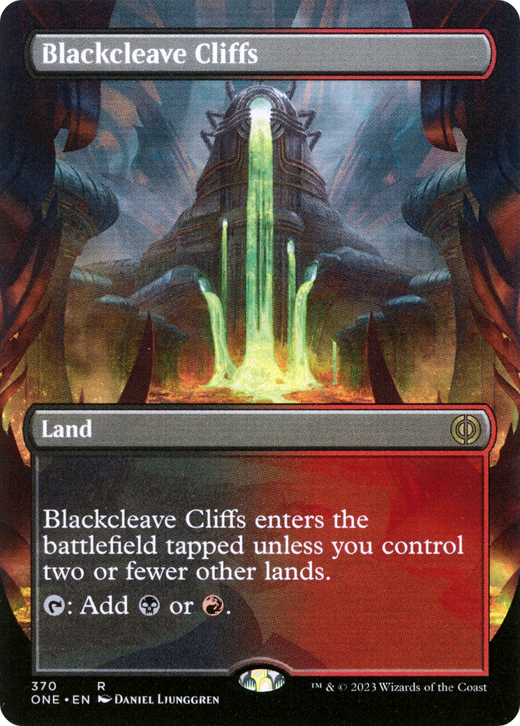 Blackcleave Cliffs (Borderless Alternate Art) [Phyrexia: All Will Be One] | Gate City Games LLC