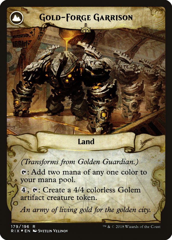 Golden Guardian // Gold-Forge Garrison [Rivals of Ixalan Prerelease Promos] | Gate City Games LLC
