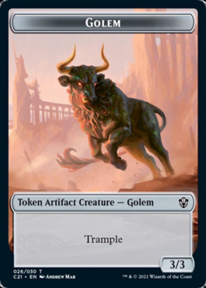 Golem (026) // Thopter Double-Sided Token [Commander 2021 Tokens] | Gate City Games LLC