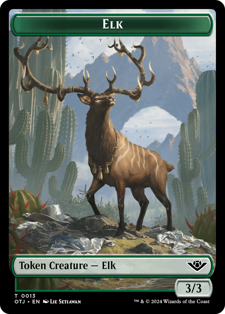 Mercenary // Elk Double-Sided Token [Outlaws of Thunder Junction Tokens] | Gate City Games LLC