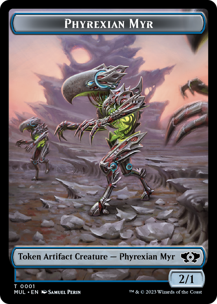 Phyrexian Myr // Wrenn and Realmbreaker Emblem Double-Sided Token [March of the Machine Tokens] | Gate City Games LLC